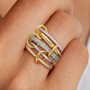 Elegant Gold and Silver Diamond Ring Set